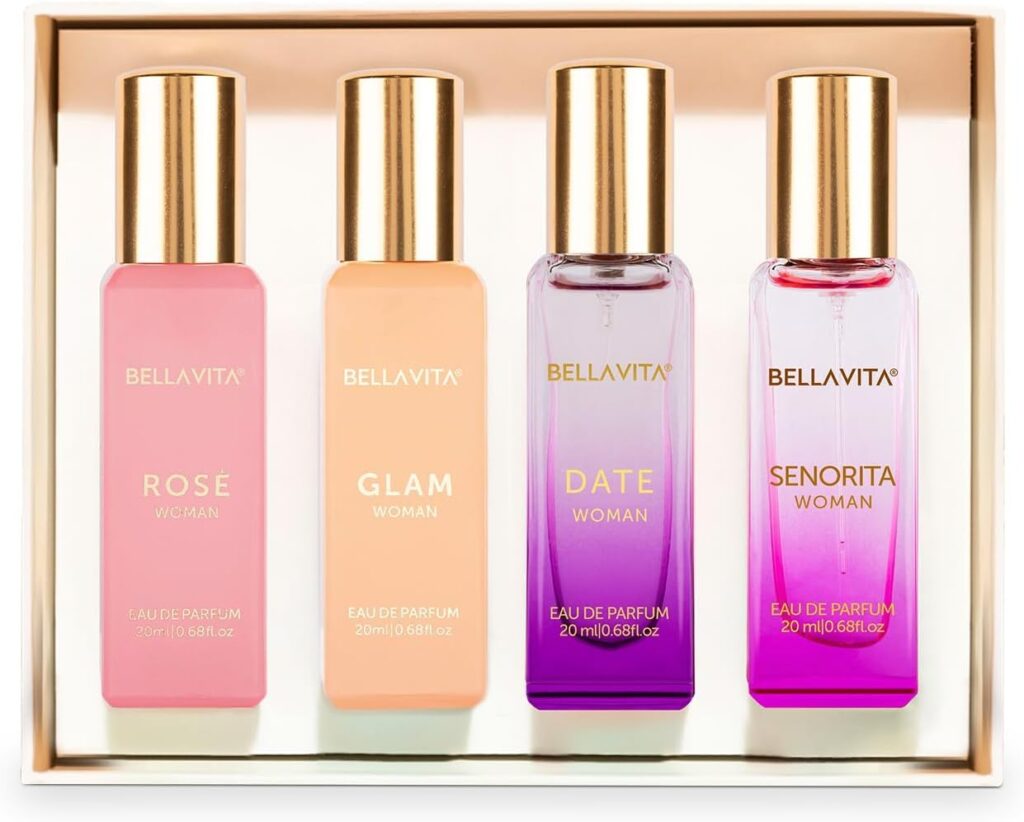 BellaVita Luxury Perfumes for Women Set (4x20ml) | Woman Perfume with DATE, SENORITA, GLAM  ROSE | Vanilla Perfume with Floral Sweet  Musk | Arabian Perfume for Women | Cologne  Perfume Gift Set