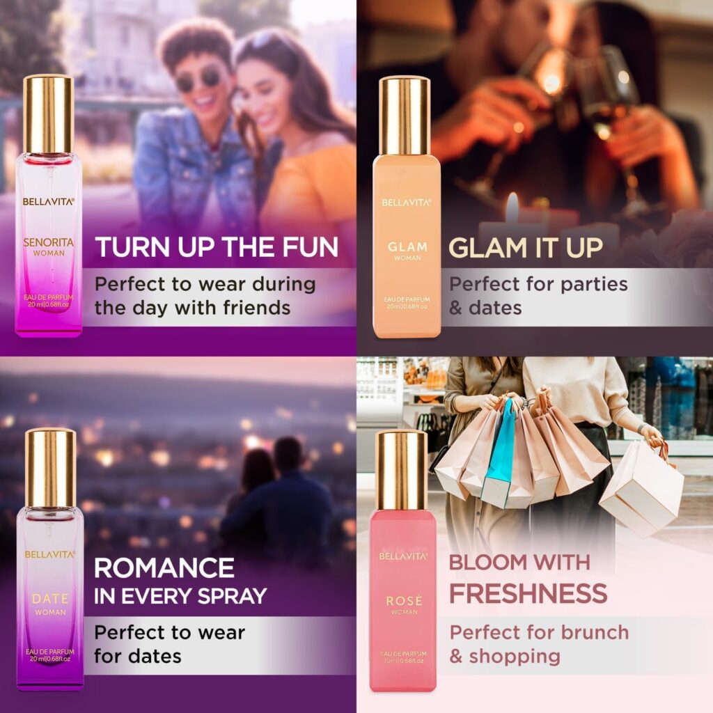 BellaVita Luxury Perfumes for Women Set (4x20ml) | Woman Perfume with DATE, SENORITA, GLAM  ROSE | Vanilla Perfume with Floral Sweet  Musk | Arabian Perfume for Women | Cologne  Perfume Gift Set
