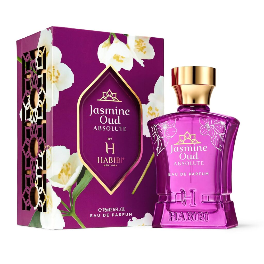 H HABIBI Jasmine Oud Absolute Long-Lasting Arabian Perfume For Women, Eau de Parfum for Women (2.5 Oz) Woody  Floral Premium Fragrane With Notes of Leather, Rose  Oud