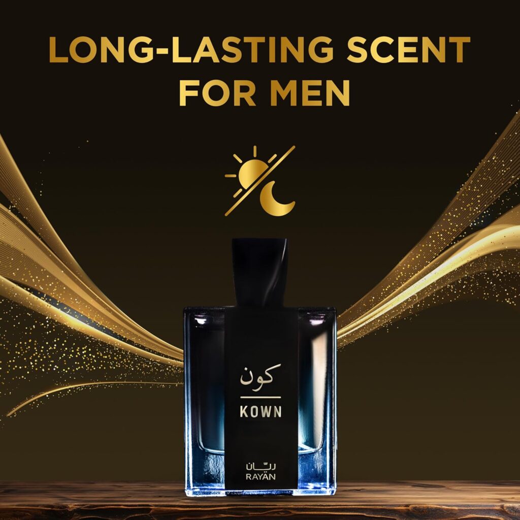 Kown Modern Oud Perfume for Men - Long Lasting Arabian Eau De Parfum, 100mL (3.34 Fl oz), Contains Bergamot, Lavender, Cypress, Cardamom, Oud  Cedarwood, Ideal Gift for Him for Ramadan  Eid