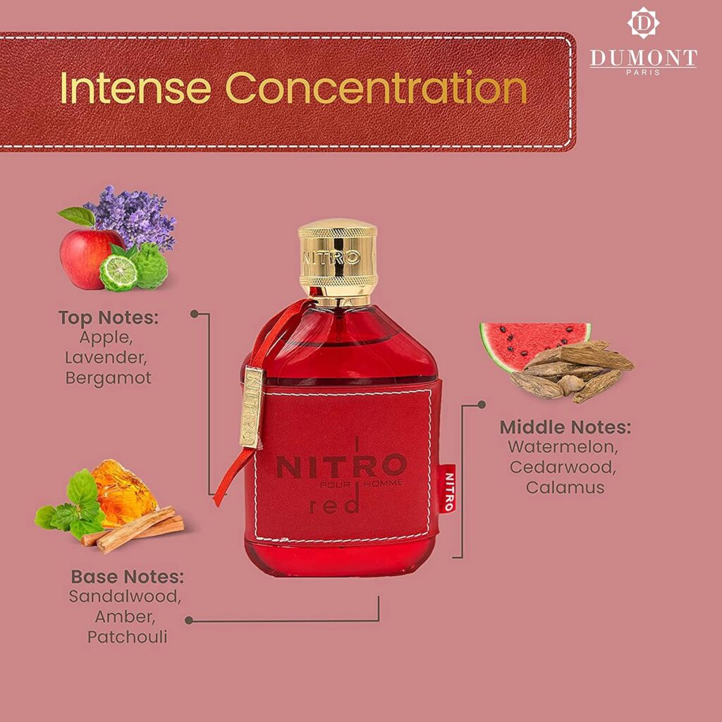 NITRO RED - 3.4oz - Eau De Parfum - Luxury Perfume for Men - Fruit, Woody, Floral  Masculine Fragrance - Long Lasting Cologne Mist  Body Spray - for Him