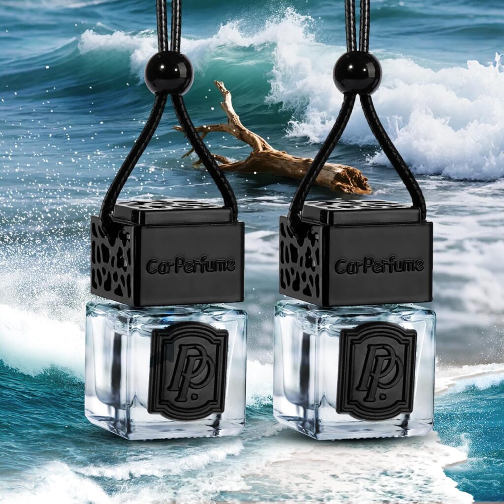 Luxury Perfume Scented Car Air Freshener for Summer - Hanging Essential Oil Diffuser with 90-Day Long-Lasting Fragrance, Non-Toxic  Eco, Premium Gift for Men/Women(Pacific Ocean Breeze, 2 x 8ml)